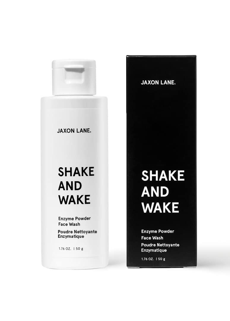 Enzyme Powder Face Wash for Men SHAKE AND WAKE Exfoliating Powder Cleanser, Anti Aging Pineapple Papaya Enzyme Cleanser Microfoliant with Vitamin C E, Niacinamide AHAs for a Deep Pore Clean