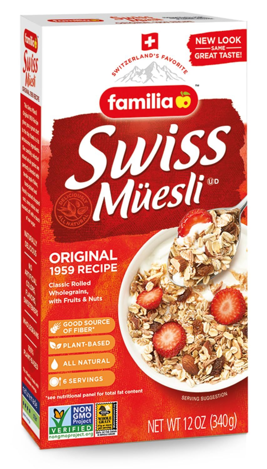 Familia Swiss Muesli Cereal, Original Recipe with Fruit and Nuts - Enjoy Hot, Cold or as Overnight Oats, 12 oz (Pack of 1)