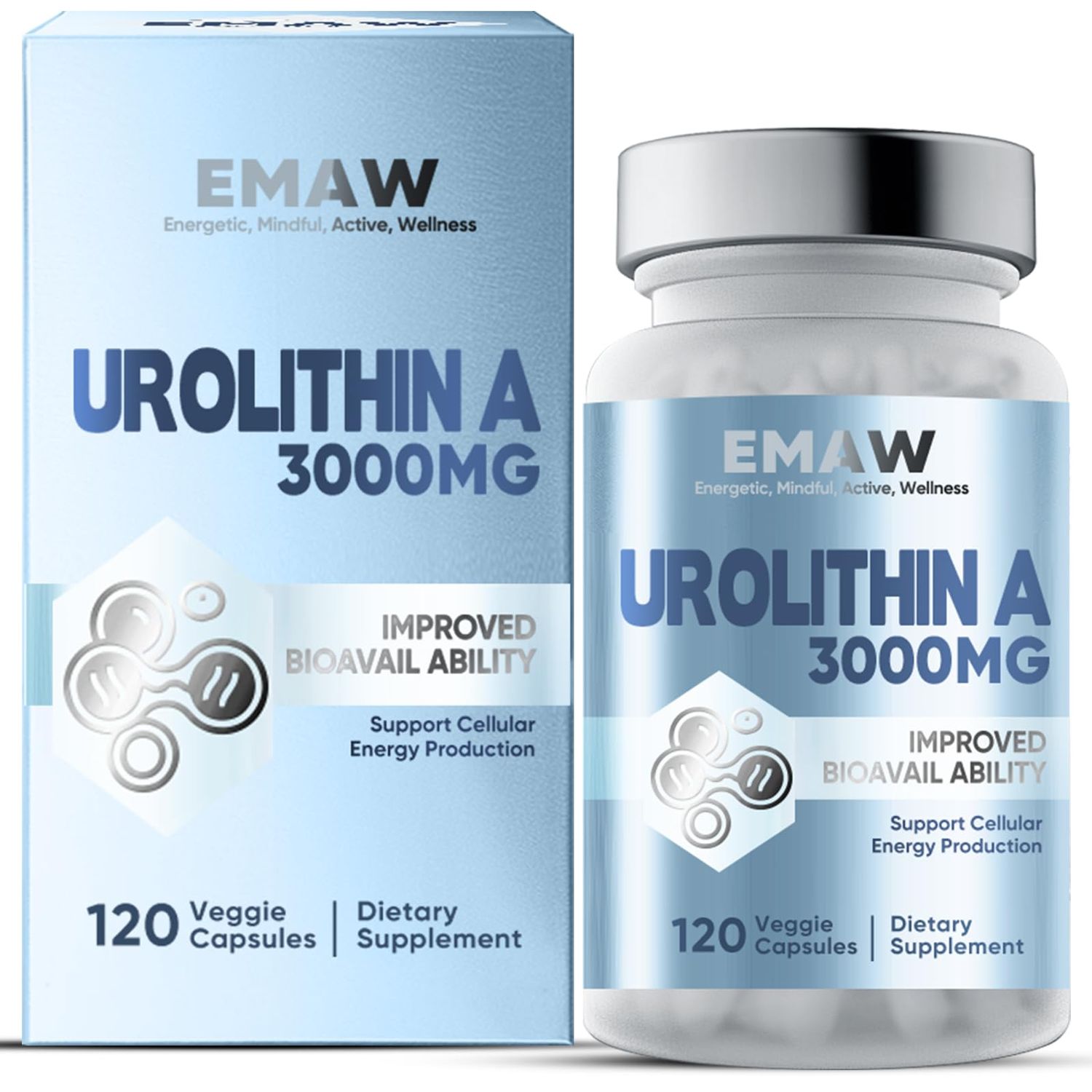 EMAW 120 Softgels Urolithin A Supplement, 3000mg for Powerful Antioxidants for Healthy Aging and Mitochondrial Support, Cell Repair