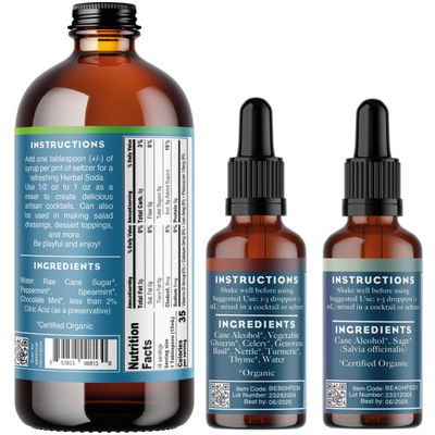 Bluestem Botanicals, Getting Old Fashioned Rum Mixer Gift Set for Craft Cocktails, 3 Organic Herbal Extract Mocktail Mixers, Makes up to 16 Drinks, Alcohol Not Included