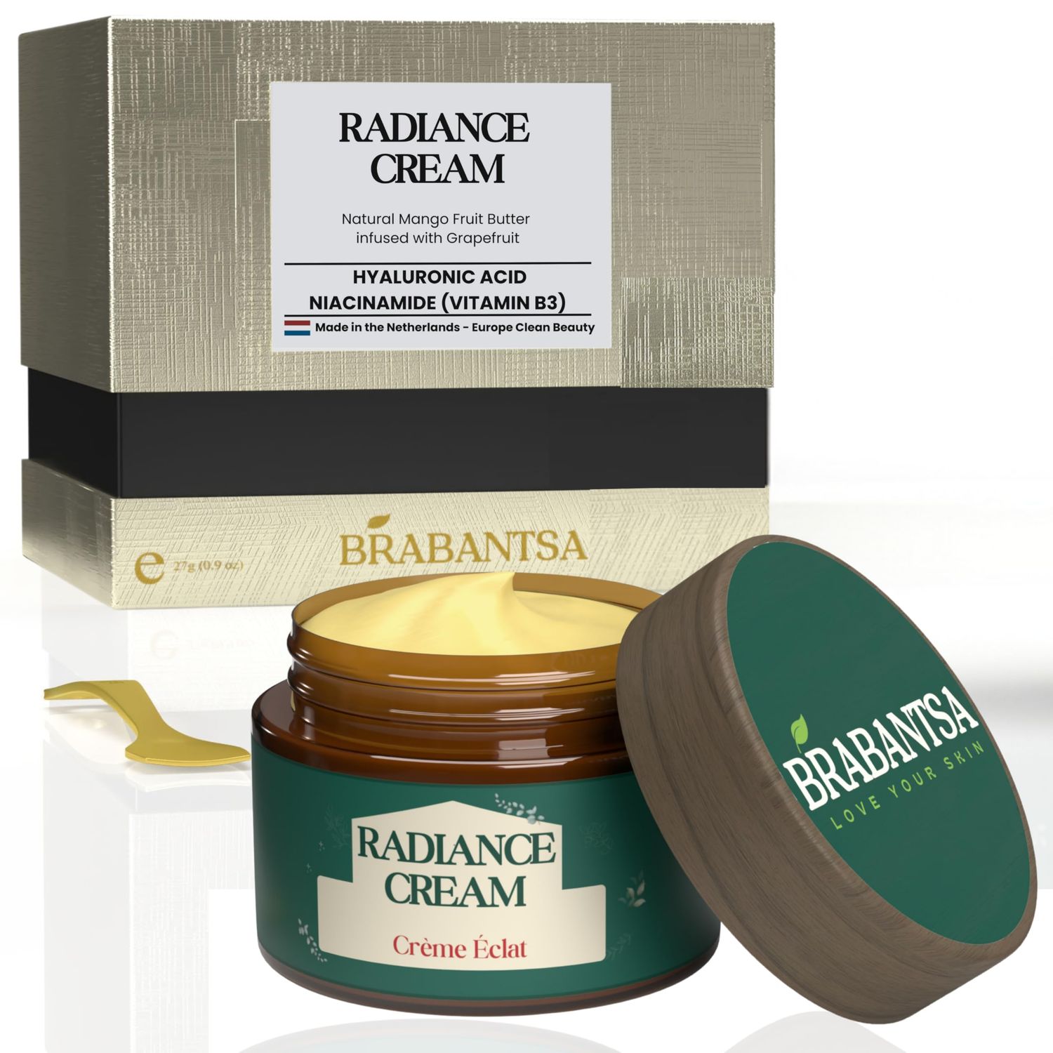 BRABANTSA Radiance Cream - Luxurious Vegan Face Body Moisturizer with Mango Butter, Niacinamide Hyaluronic Acid - Deep Hydration Radiant Glow - Rich in Antioxidants Anti-Aging Actives