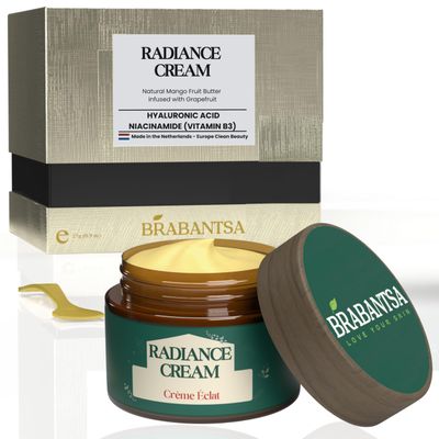 BRABANTSA Radiance Cream - Luxurious Vegan Face Body Moisturizer with Mango Butter, Niacinamide Hyaluronic Acid - Deep Hydration Radiant Glow - Rich in Antioxidants Anti-Aging Actives