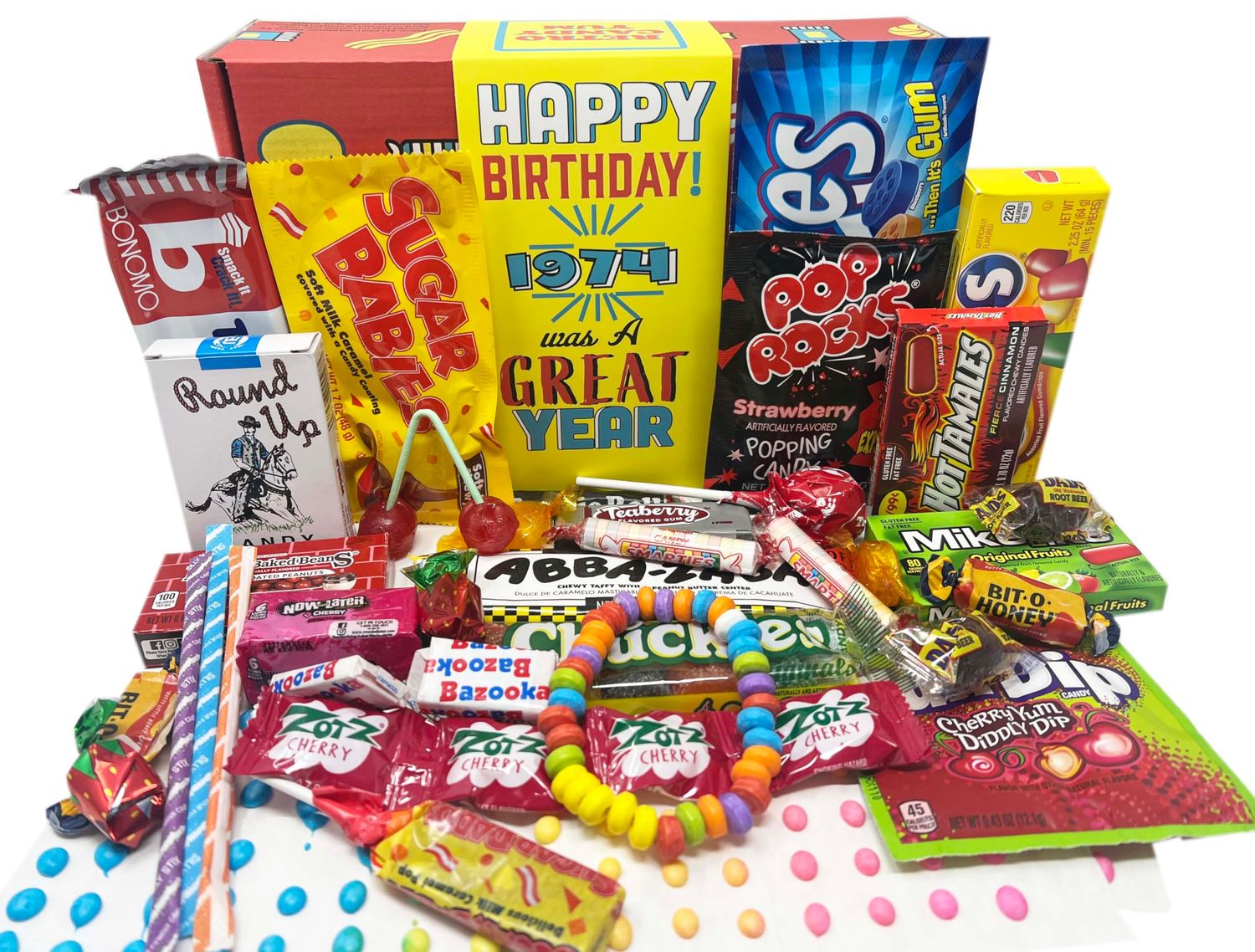 RETRO CANDY YUM 1974 51st Birthday Gift Box of Nostalgic Candy from Childhood for 51 Year Old Man or Woman Born 1974 Jr