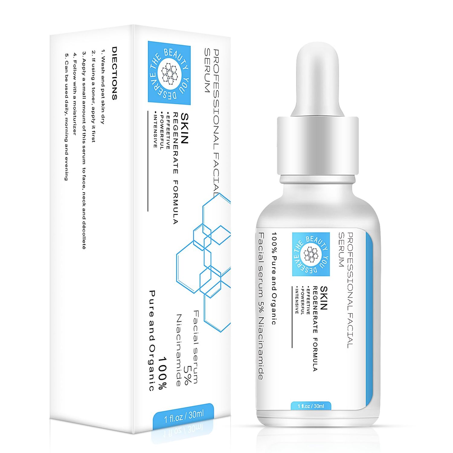 Niacinamide Serum for Face - Moisturizing with 5 Niacinamide, Hyaluronic Acid, and Peppermint - Reduce Dry SkinAgingDark SpotFine Lineswrinkles - Suitable for Sensitive Skin - 1oz