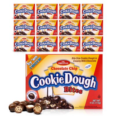 Candylandia Movie Theater Candy Box - Chocolate Chip Cookie Dough Bites with Pure Milk Chocolate Coating, 12 Boxes, 3.1 Ounces Each