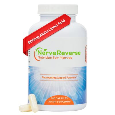 NerveReverse Neuropathy Support Formula-Alpha Lipoic Acid 600mg,Extra Strength Benfotiamine, B12, B9, B6, and D3 - Nerve, Energy, and Metabolism Support-Vegan-180 Capsules, 3 Months