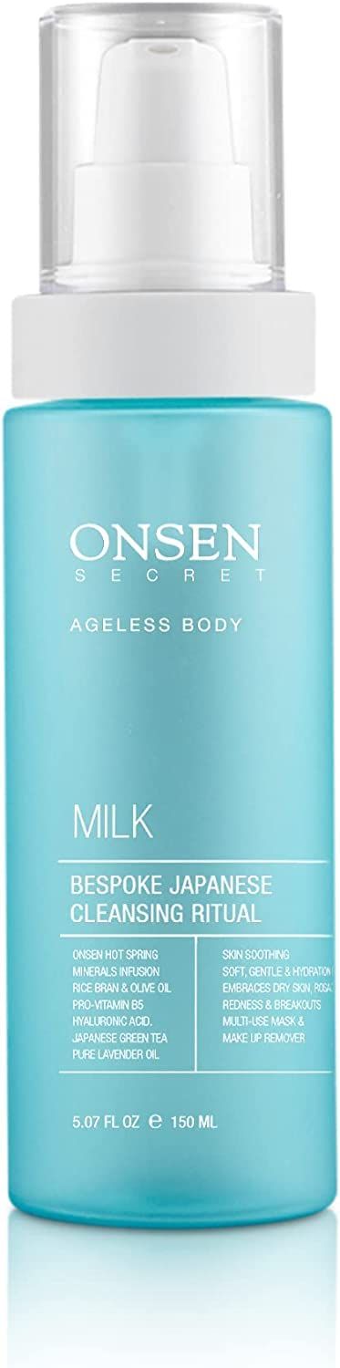 Onsen Secret Japanese Cleansing Milk Face Wash, Anti Aging Gentle Cleanser, Makeup Remover, Cleansing Milk for Sensitive Skin, All Natural, Purifying Organic, Non Foaming Facial Cleanser - 150 ml