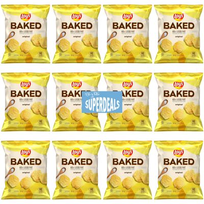 Baked, Lay&#39;s Original Potato Crisps, 1.125 Ounce (Pack of 12) Value Pack Bundled by SUPERDEALS with Mystery Gift