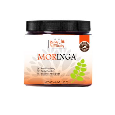 Reddy Naturals Aryana Moringa Powder - Organic Moringa Leaf Extract Superfood Powder - Great-Tasting, Fast-Dissolving Moringa Boost for Energy, Metabolism, and Immune Support - 4.2 oz (120 g)