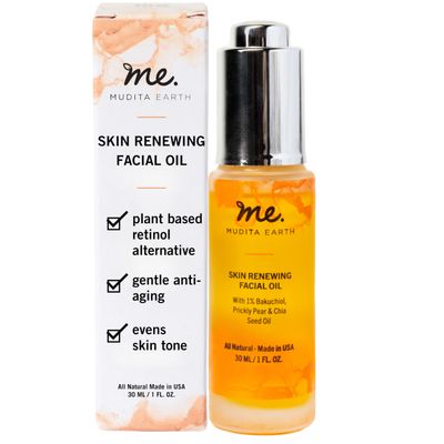 Mudita Earth 1 Bakuchiol Face Serum: Night Facial Oil with Bakuchiol Serum, Clean Skin Care made with Chia Seed Oil, Prickly Pear Retinol (1 ounce)