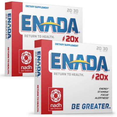 ENADA 20X 20mg NADH Supplement Boost Energy, Mental Focus, Stamina Support Fatigue, Cell Regenerator, Increases Oxygen Capacity Natural Energy Supplement for Women and Men 60 Lozenges