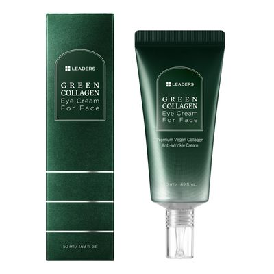 LEADERS Green Collagen Eye Cream for Face - Vegan Anti-Aging Eye Treatment, Reduces Fine Lines Dark Circles Without Irritation, Improves Skin Elasticity Hydration, Softens Wrinkles, 50ml