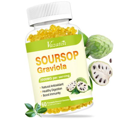Vazatisi Soursop Graviola Gummeis, Organic Soursop Leaves and Fruit Extract for Cell Support Regeneration, Immune Boost, Digestive Aid, Sugar FreeVegan, 60 Count