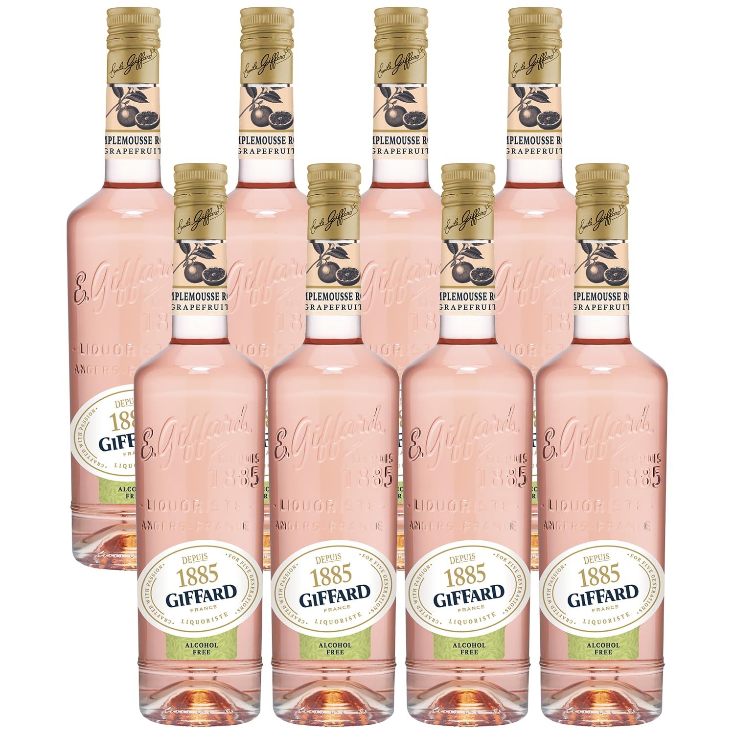 Giffard Depuis 1885 Grapefruit Alcohol-Free Liqueur 8 Pack - Made in France, 700ml Bottles, Perfect for Spritzers, Mixed Drinks