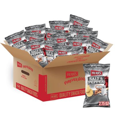 Herr s Salt Pepper Potato Chips, Classic Flavor, Gluten Free Snacks, 2.75 Ounce (Pack of 24)