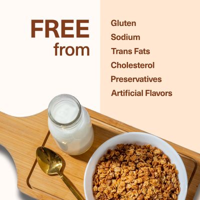 Kelly's Four Plus Granola (Honey Maple) Healthy Granola Cereal with Whole Grain Oats, Honey, Maple Syrup - Non-GMO, Low Sugar, Sodium Free and Gluten Free Granola for Yogurt - 12oz