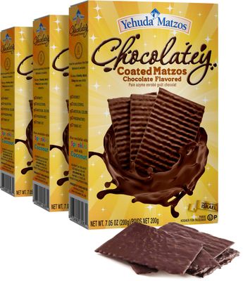 Yehuda Chocolatey Chocolate Covered Matzo (3 Pack) Fun Matzo, Kosher for Passover