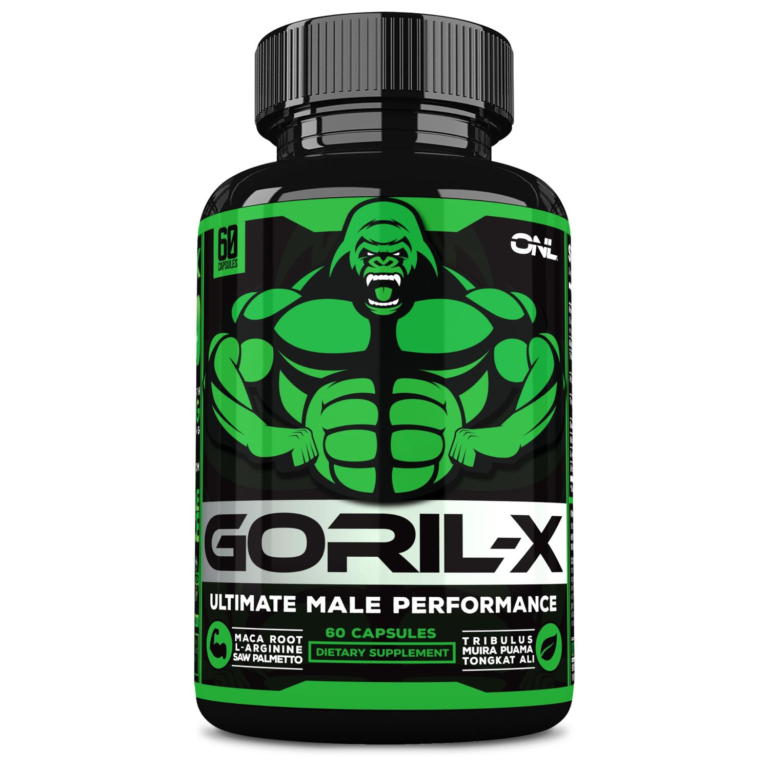 GORIL-X Testosterone Booster for Men - Workout Testosterone Supplement - Increase Size, Strength Energy - 1000mg Male Enhancing Horny Goat Weed - Maca Root, Tongkat Ali Tribulus Terrestris 60 Caps