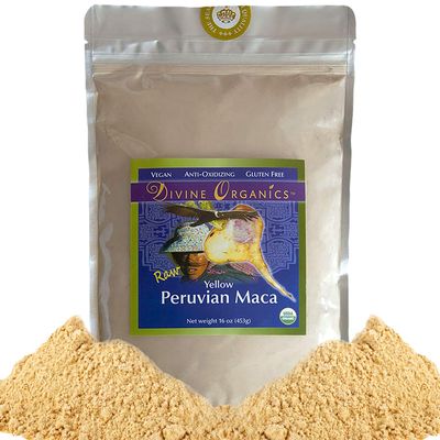 Divine Organics, 16oz Maca Powder - Certified Organic - Raw, Vegan, Anti-Oxidizing, Gluten Free - Yellow Peruvian Maca Root