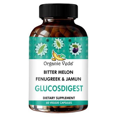 Organic Veda Bitter Melon Fenugreek Glucosdigest Supplement, High Strength 1200mg, 60 Capsules - Digestive Metabolism Support with Ayurvedic Organic Herbals - Vegan Non-GMO
