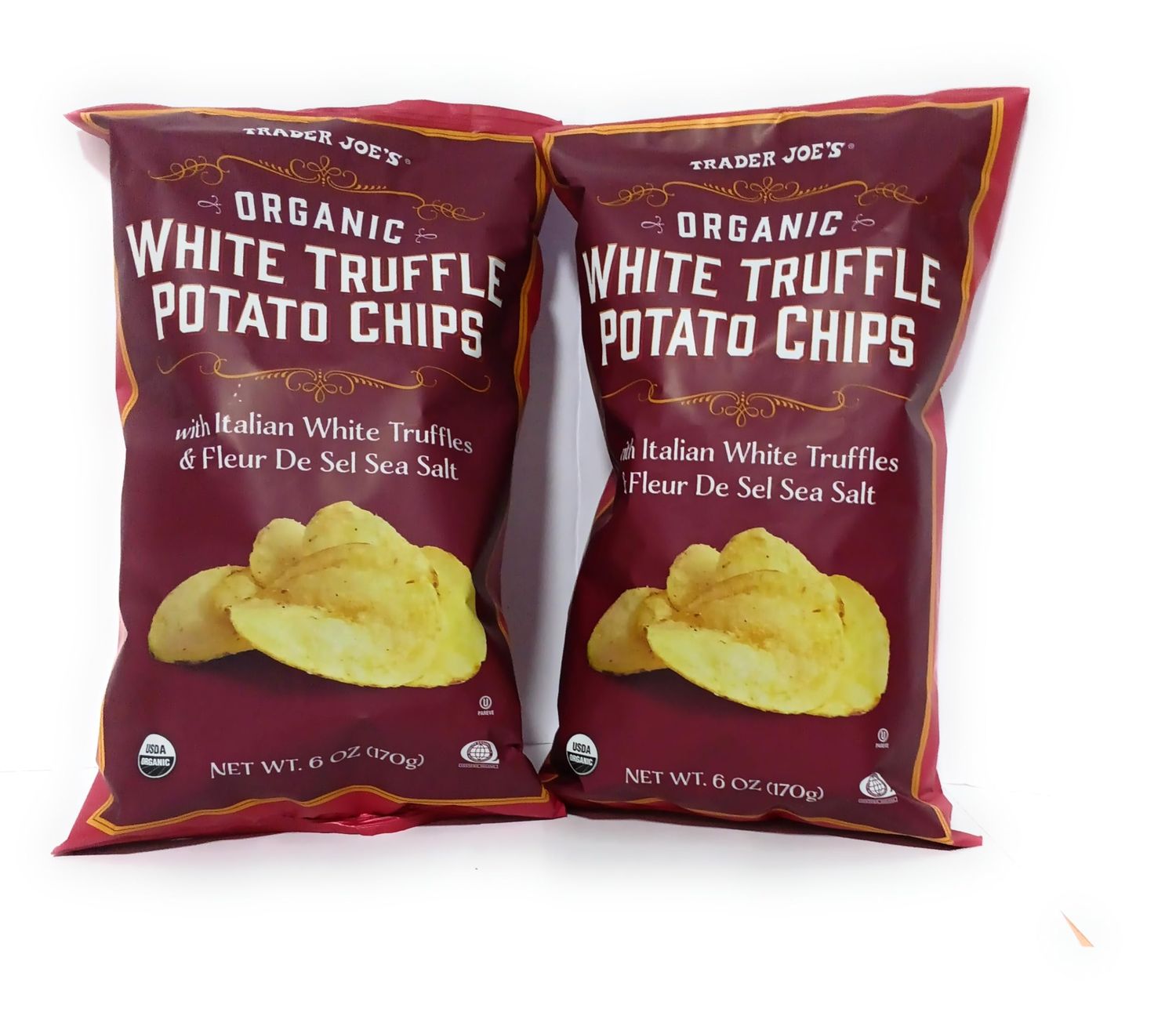 Trader Joe&#39;s Organic White Truffle Potato Chips with Italian Truffles and Sea Salt, 6 oz, Pack of 2