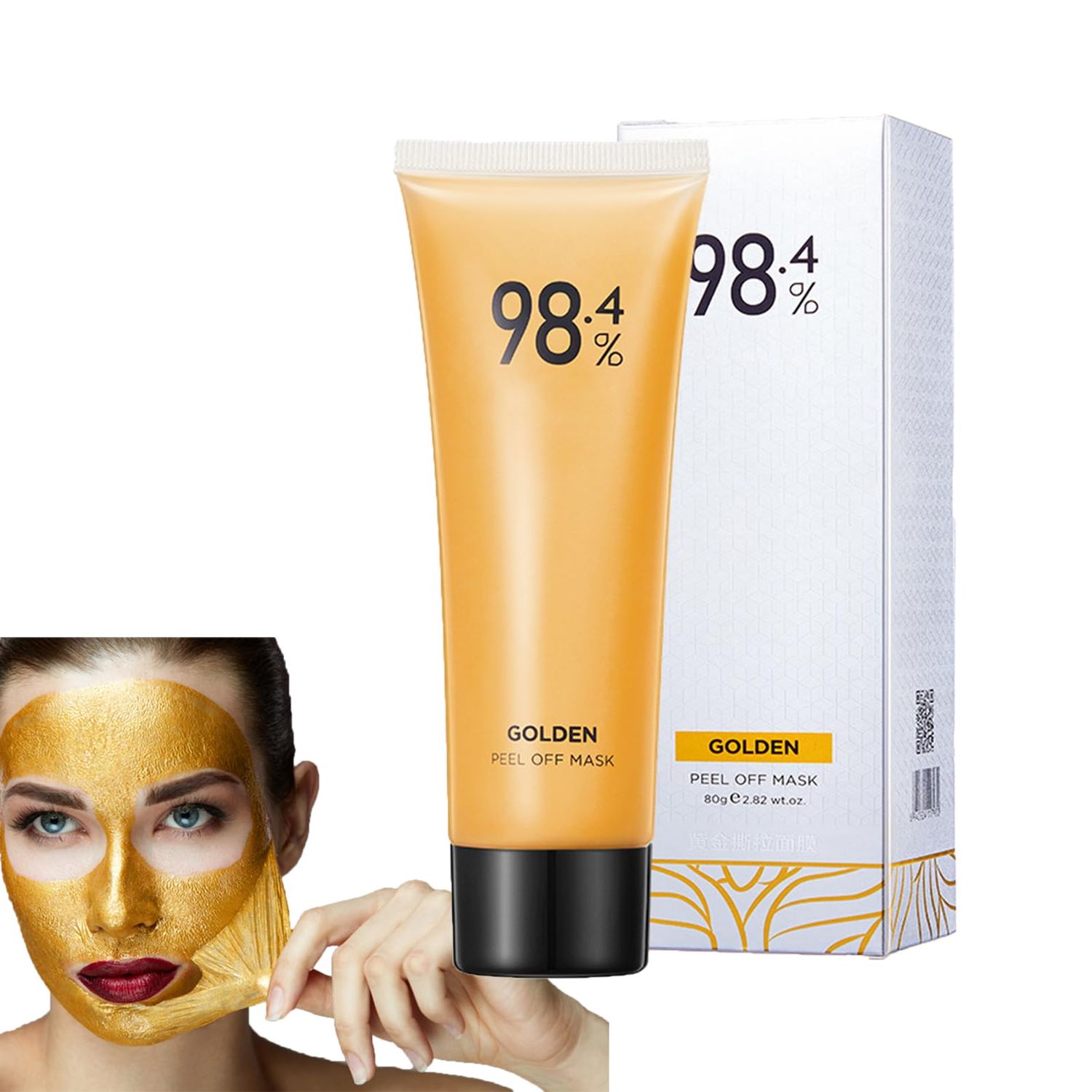 CYCVIZK Gold Foil Peel-Off Mask, Peel-Off Anti-Wrinkle Face Mask, 98.4 Gold Face Mask, Remove Blackhead and Deeply Cleans Moisturizing Mask, Golden Peel Off Mask Cleans Pores (1 PCS)