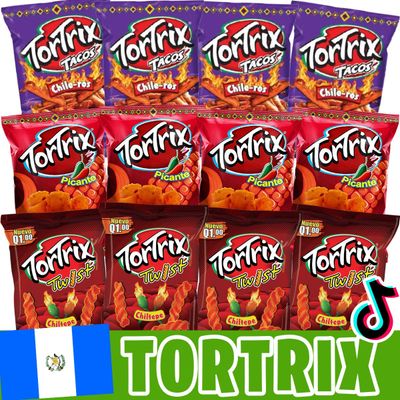 Charloo Tortrix Guatemala Spicy FREE Surprise! - Tortrix de Guatemala Picantes Tortrix Chiltepe de Guatemala Tortrix Tacos Chile-ros de Guatemala Tortrix Picantes - International Tortilla Chips 12 Pcs