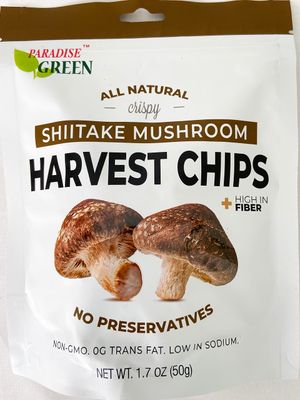 ThaiFoodOnline Paradise Green Crispy Shiitake Mushroom Harvest Chips, All Natural Gluten-Free 1.7 oz x 2 Packs Shipped by Thai Pantry.net