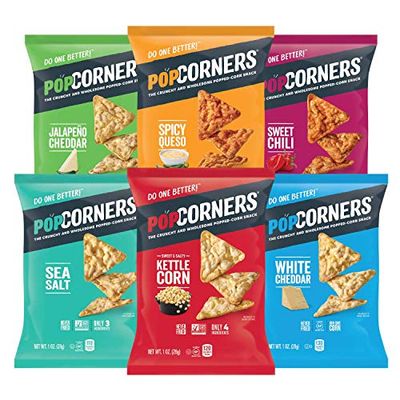 Popcorners Snacks Variety Pack Gluten Free Chips (24 Pack, 6 Flavor, 1 oz Snack Bags)
