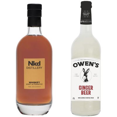 Nkd Distillery Whiskey Alternative Premium Non-Alcoholic Spirit 750 ML Bottles w Owen s Mixers Ginger Beer 750 ML Bottles - Perfect for Mocktails - Made in USA