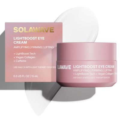 Solawave LightBoost Eye Cream Reduces Appearance of Dark Circles, Puffiness, Under Eye Bags Anti Aging, Wrinkle Smoothing, Brightening, Hydrating, Collagen Support Enhances Red Light Therapy