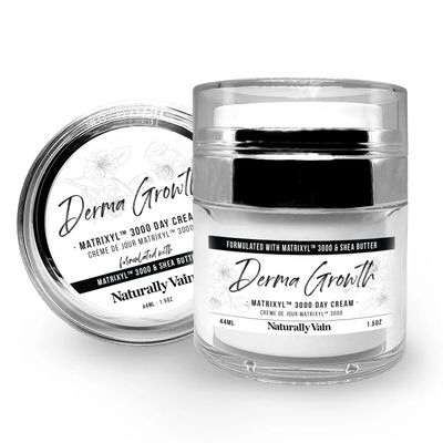 Naturally Vain Derma Growth - Matrixyl 3000 Facial Day Cream, Handmade, Natural Ingredients, Vitamin E, Shea Butter, Mature Skin, Anti-Aging Face Cream, Lifting, Firming, 1.5 oz