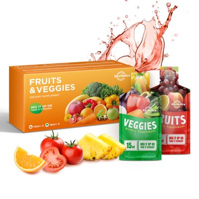 Fruit and Veggies Supplement - 10 Pouches Superfoods Super Greens for Adults Kids - Liquid Fruits and Vegetables with Vitamins Minerals - Support Energy, Detox, Immunity, Digestion Metabolism
