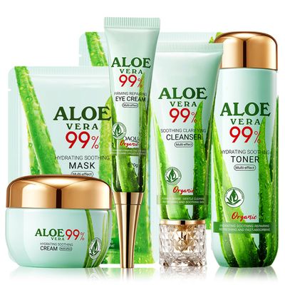 Aloe Vera Skin Care Set, Organic Aloe Vera Moisturiser Skincare Set, Aloe Vera Skin Care Routine Kit For Women Hydraing Repair, 99 Aloe Vera With Cleanser,Face Cream,Toner,Eye Cream,Face Mask