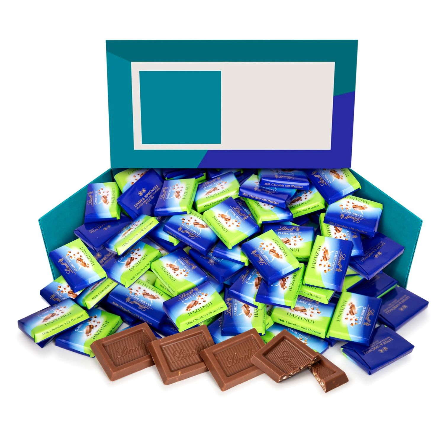 Llndt. Mother&#39;s Day Classic Recipe Hazelnut Milk Chocolate aprox 55 pieces of Fine Candy Bars Individually Wrapped - Premium Chocolate Basket Filler Gift Arrangement Essential