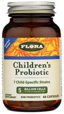Flora - Udo&#39;s Choice Children&#39;s Probiotic Blend, with Seven Child-Specific Strains, 5 Billion Cells of Raw Probiotics, Formulated for Ages 5-15, Regain and Retain Gut Health, 60 Capsules