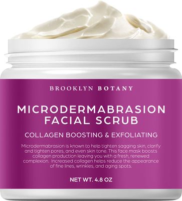 Brooklyn Botany Microdermabrasion Facial Scrub 4.8 oz - Exfoliating Face Scrub for Tightening and Brightening Skin - Face Exfoliator for Acne Scars, Wrinkles, Fine Lines and Aging Spots