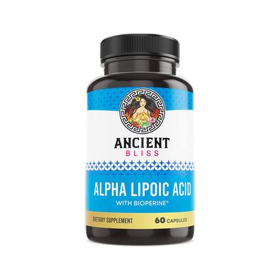 Ancient Bliss Alpha Lipoic Acid Supplement, Antioxidant and Energy Support, ALA Supplement with Bioperine, No Gluten and Soy, 600mg per Serving, 60 Vegan Capsules