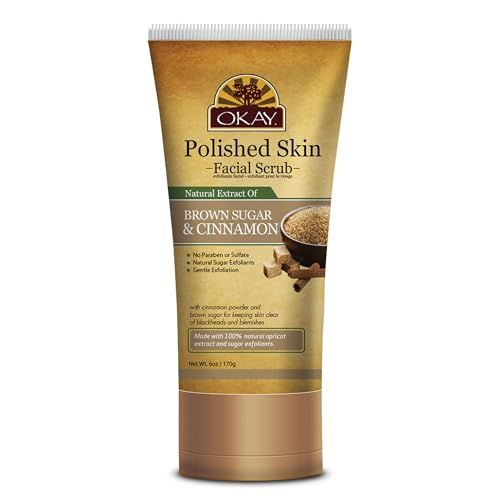 OKAY PURE NATURALS BROWN SUGAR and CINNAMON FACIAL SCRUB 6oz 170gr
