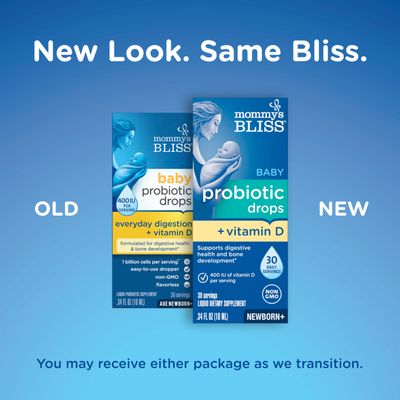 Mommy's Bliss Baby Probiotic Drops Vitamin D, Supports Digestive Health and Immunity, 400IU Vitamin D for Healthy Bone Development, Newborns , Flavorless, 0.34 Fl Oz (30 Servings)