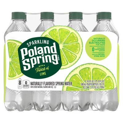 Poland Spring Sparkling Water, Zesty Lime, 16.9 oz. Bottles (Pack of 8)