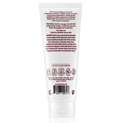 AVYA Honey Amber Exfoliating Scrub (4 fl oz) - Deep Cleansing with Honey's Antioxidant Power and Bamboo for Refined Texture and Intense Moisturization