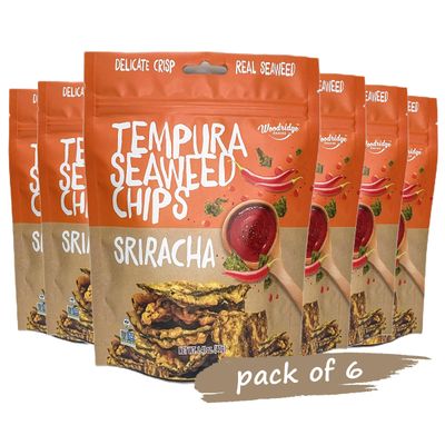 Woodridge Snacks Tempura Seaweed Chips Sriracha Flavor 6 Pack 1.41 OZ (40g) Bags