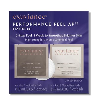 EXUVIANCE Performance Peel AP25 Starter Set, At-Home Chemical Peel, Gently Exfoliates Refines Pores, Anti-Aging Peel, Treats Fine Lines, Wrinkles Uneven Texture with Glycolic Acid, 2-week supply