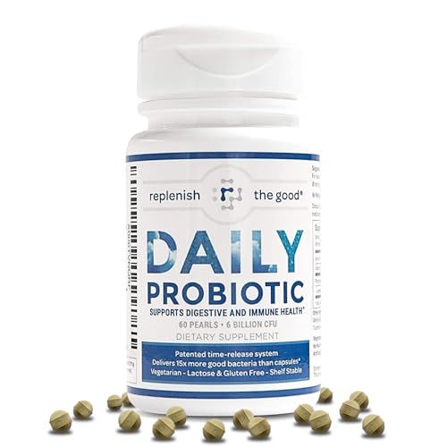 Daily Probiotic - 6 Billion CFU - Supports Digestive Health -15x More Effective Than Regular Capsules - Relieves Gas, Bloated Stomach Acid Reflux (60 Count)