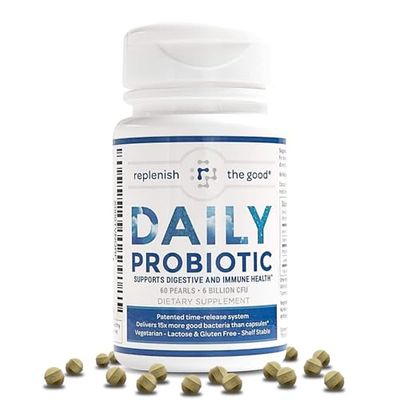 Daily Probiotic - 6 Billion CFU - Supports Digestive Health -15x More Effective Than Regular Capsules - Relieves Gas, Bloated Stomach Acid Reflux (60 Count)