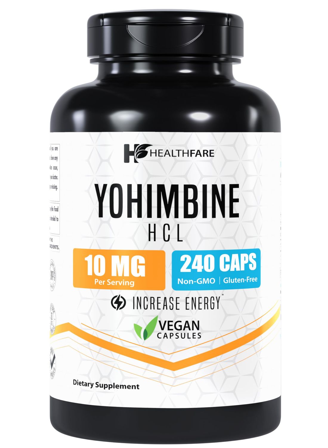 Healthfare Yohimbine HCL, 10mg 240 Veg Capsules Maximum Strength Formula Gluten-Free Non-GMO