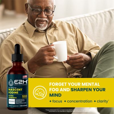 E2H Vegan Liquid Iodine - Thyroid Support and Cognitive Function - Boost Your Metabolism and Energy Levels - Vegan - Non-GMO (2 Bottles)