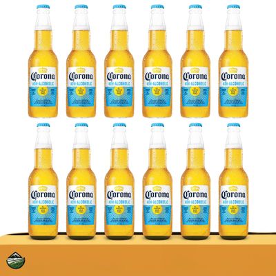 [Pack of 12] Non-Alcoholic Corona Beer - Same Crisp and Balanced Taste of Your Favorite Mexican Lager - Enhance Shipping Methods With Pulp For Breakage Prevention