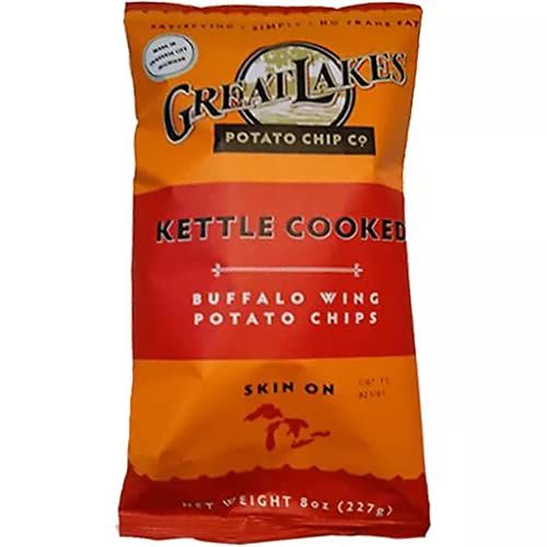 Great Lakes Potato Chips Buffalo Wing Kettle Cooked Potato Chips, 8 oz. Bags (3 Bags)